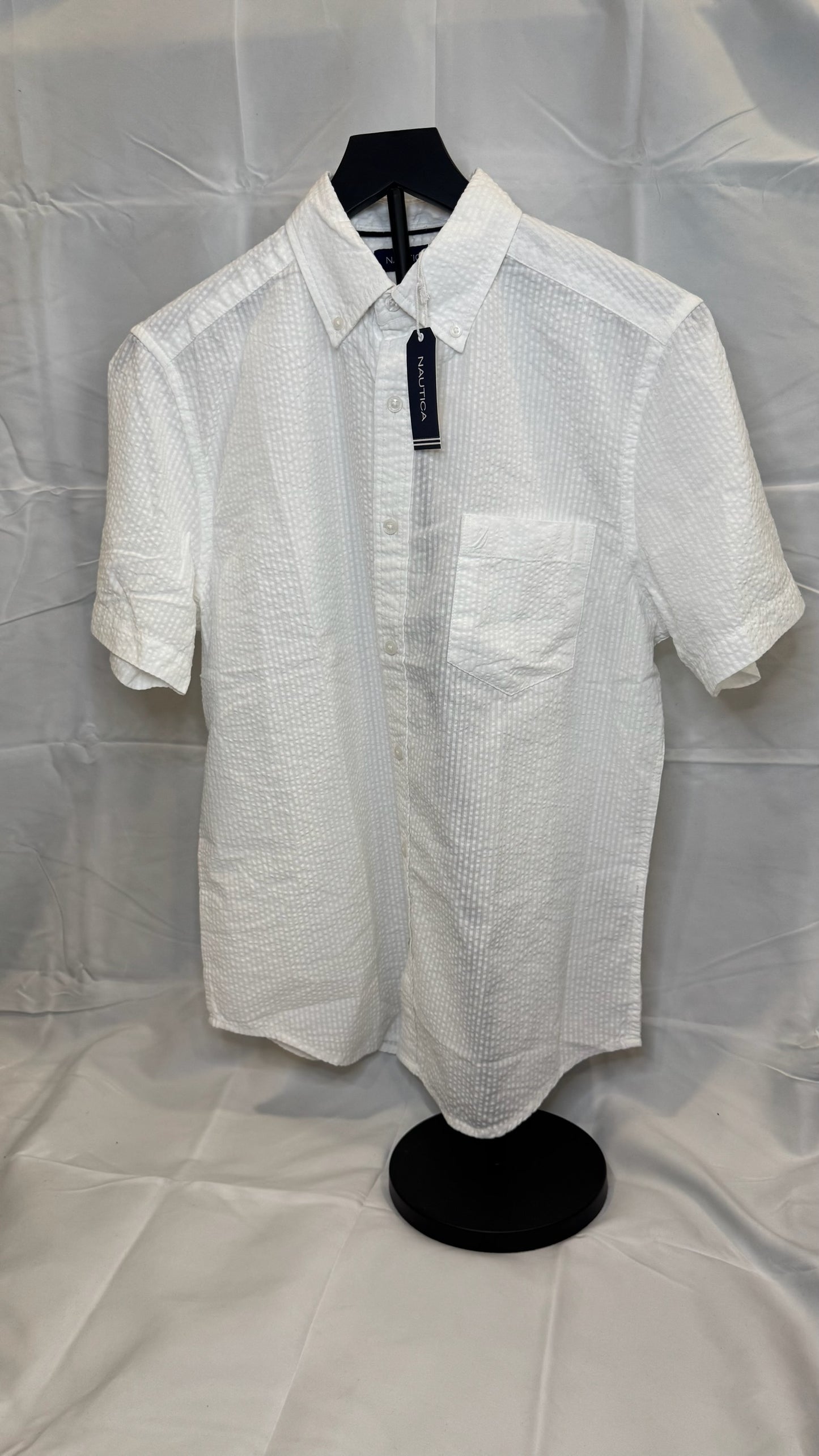 Camisa Nautica Blanca Manga Corta Hombre