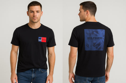 Playera Tommy Hilfiger Negra Estampado Doble