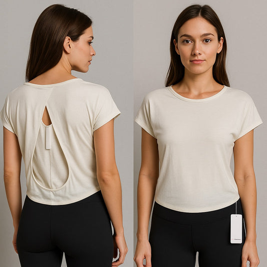 Playera Lululemon Beige con Detalle en Espalda
