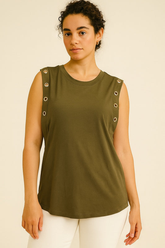 Blusa Michael Kors Verde Olivo sin Mangas