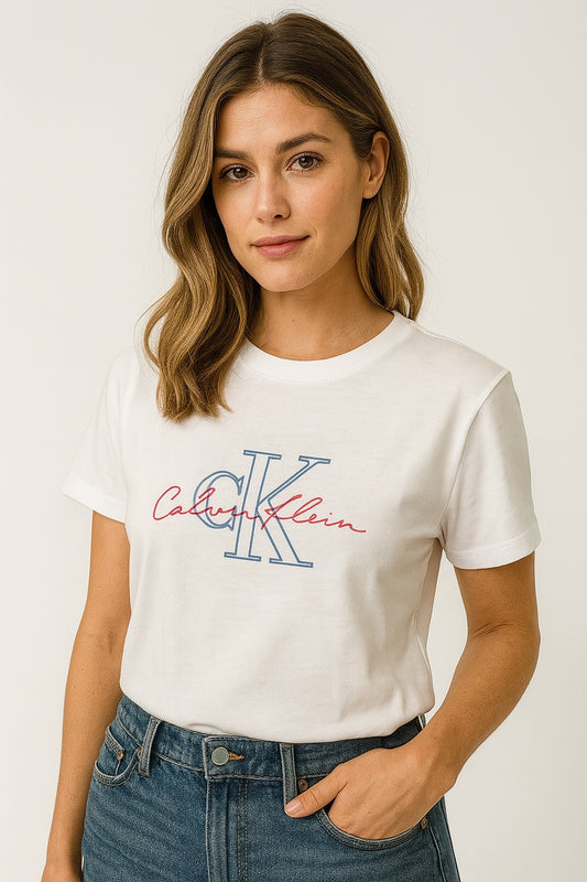 Playera Calvin Klein Blanca Logo CK