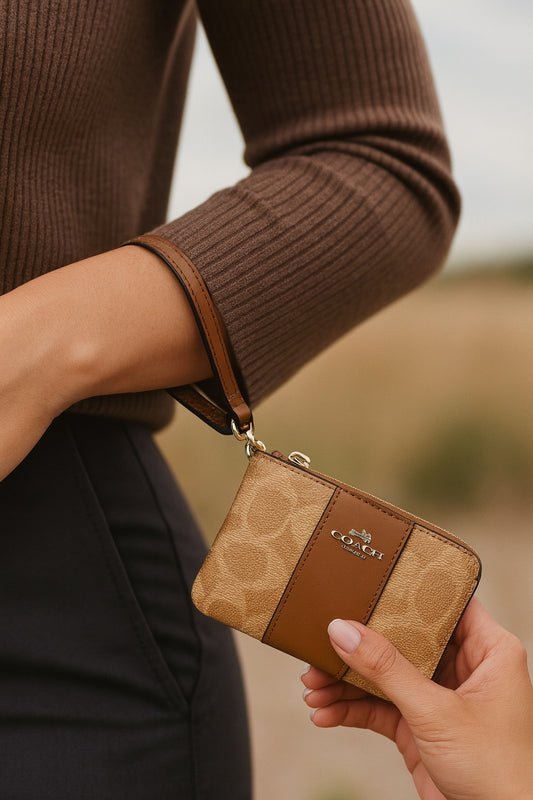 Coach Signature Wristlet Beige