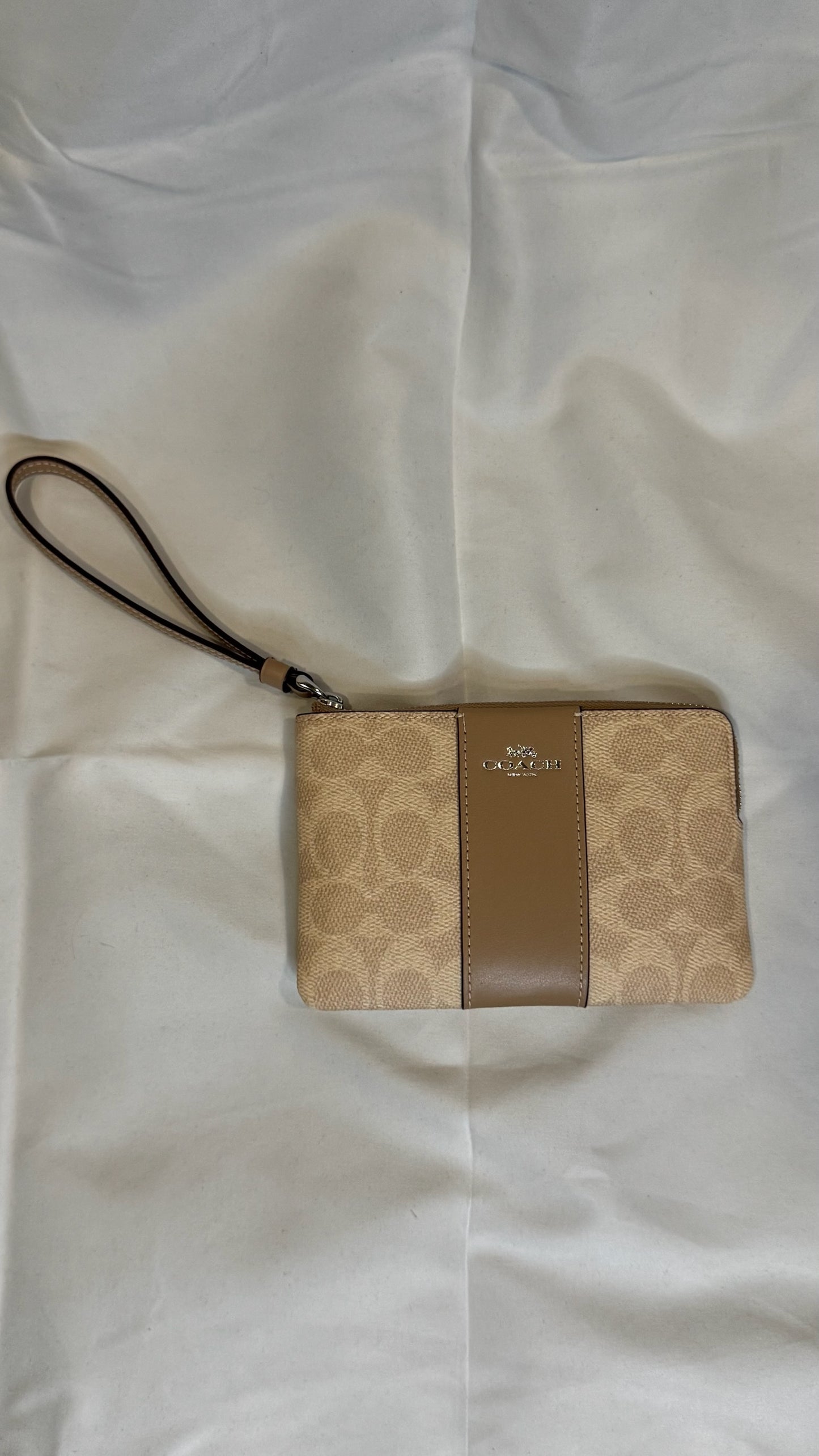 Coach Signature Wristlet Beige
