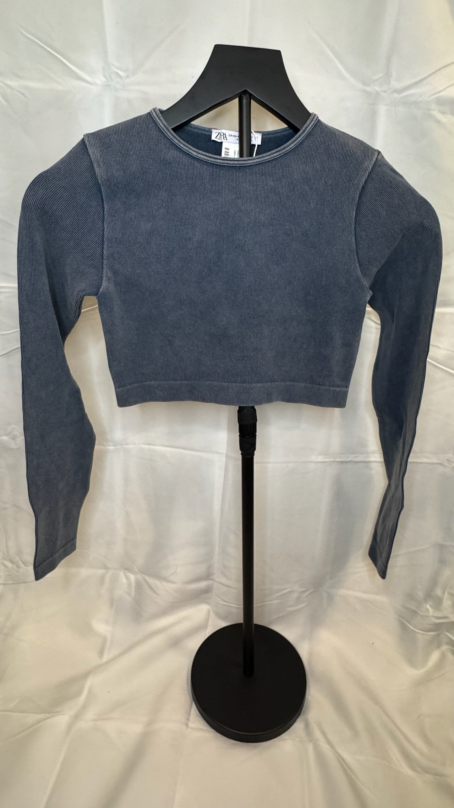 Crop Top Manga Larga ZARA – Azul Grafito