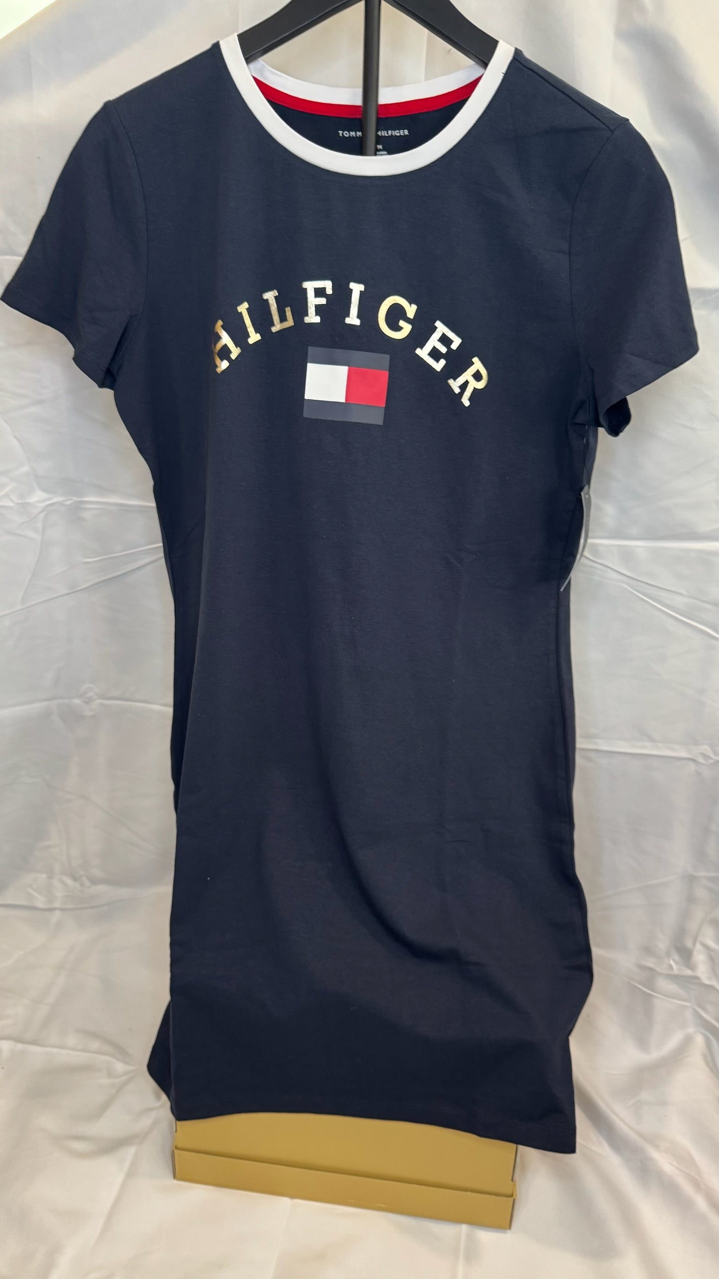 Vestido Tommy Hilfiger Azul Marino Casual Logo Frontal